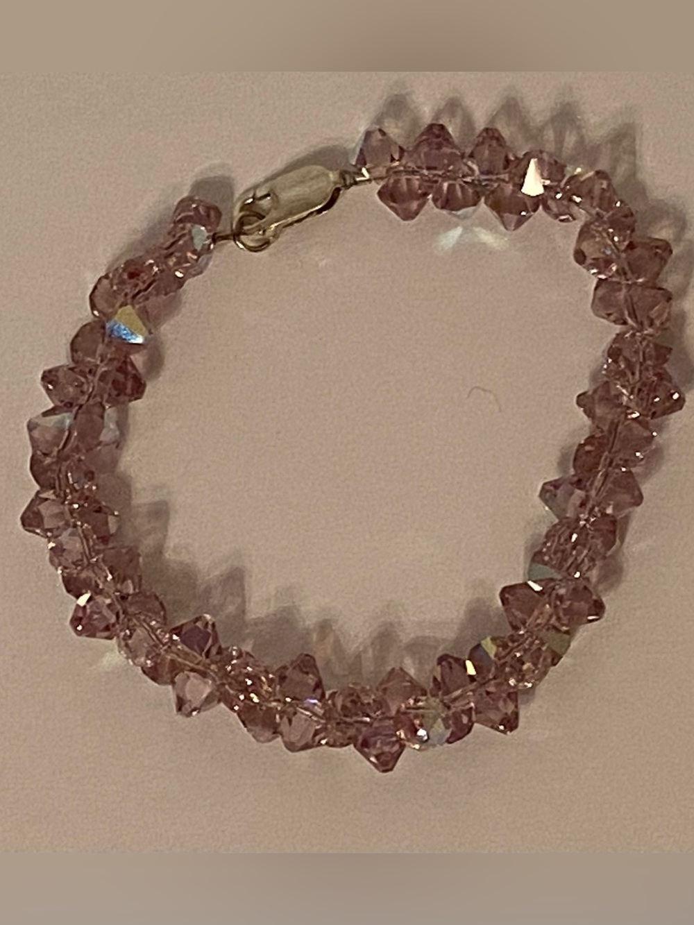 BRACELET PINK CRYSTAL SPARKLY STERLING SILVER 925 CLASP 7.5”